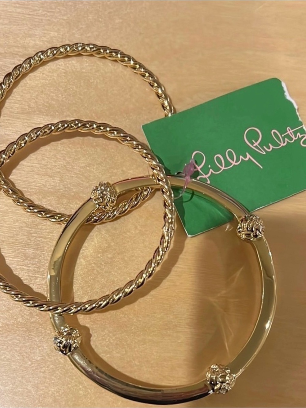Lilly Pulitzer gold metallic set for summer bangles NWT